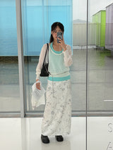 Clips U-neck See-through Knit