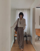 Mary three tuck wide slacks