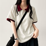 ポナカラーリングセミジップアップカラー半袖Tシャツ