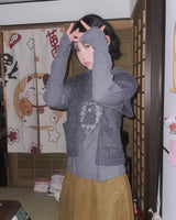 (2color) Pocket Wool Flare Half-Sleeve Cardigan