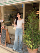 MR Washed Denim Wide Pants