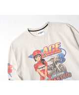 TL エースモーターズビンテージウォッシュド長袖Tシャツ (エクリュ)