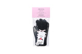 0 4 ribbon knit gloves - BLACK/PINK