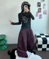 PARACHUTE TWO PINTUCK BALLOON LONG WIDE PANTS 🖤🩶💜🤎🩷5COLOR