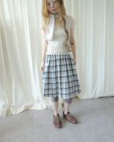 WOOD CHECK FLARE SKIRT
