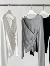 Cross strap unbalanced long-sleeve t-shirt
