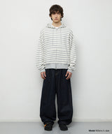 STRIPE BASIC LOGO ZIP-UP HOODIE_GREY
