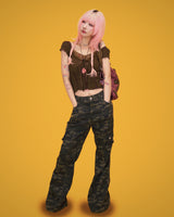 cocoa lace top (2color)