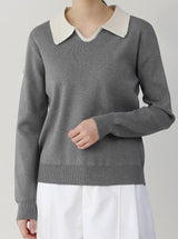 Classic Color Matching Collar Knit