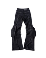 PADDED FLARED PAINTED DENIM PANTS