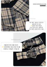 Heart Buckle Preppy Checkered Mini Skirt