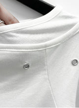 バーネックアイレットレイヤードワンオフTシャツ
