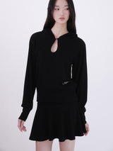 Knit mini flare skirt (BLACK)