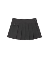 ボタン ラップ ミニスカート - チャコール