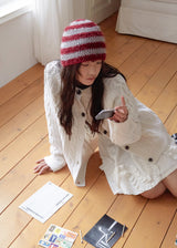 Hairy Stripe Beanie - Burgundy
