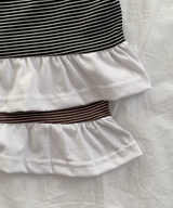 Round collar striped frill T-shirt