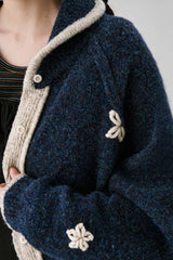 フラワーカラーニットカーディガン [Navy]