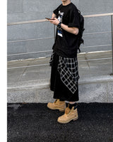 Lever Check Layered Bermuda Pants