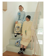 UnsocialNight2025 Autumn Original Two-colour Printed Loose Pullover Long-sleeved Dress Girlish Style