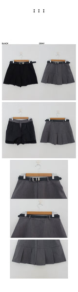 ハイティーンプリーツミニスカート ベルトセット (GRAY, BLACK 2COLORS!)