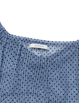 DOT SHIRRING BLOUSE(BLUE)