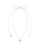 Cross Pearl Necklace (White)