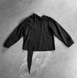 Noir Unbalance Button Scarf Blouse