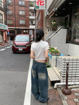 リブハーフネックTシャツ (4C)
