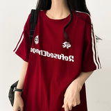 ハーディーレタリングラインジャージーショートスリーブtシャツ