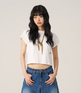 スーピマロゴポイント半袖Tシャツ  - White