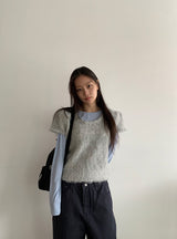 スビットラウンドヘアー半袖ニット