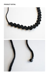 Black silky crochet knit choker
