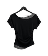 Sherry Layered Boat Neck Short Sleeve T-shirt