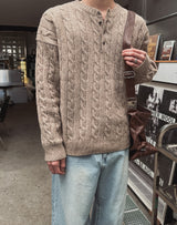 ハルオーバーヘンリーネックケーブルニット