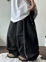 PIPING NYLON BALLOON WIDE LONG PANTS 🫐💙🖤🩶3COLOR