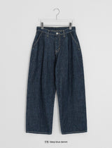 [unisex] Kidu Pintuck Raw Denim Wide Pants