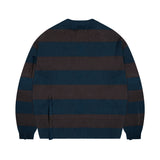 GNT055 Distressed Long Sleeve Zip-up Knit (NAVY)