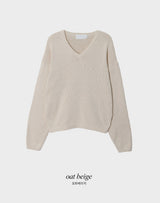 Again Basic Cotton Loose Fit V-neck Knit (5color)