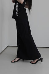 back slash denim long skirt