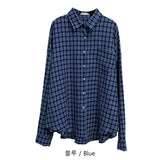 [Same-day shipping🚚/Jangmaru look☔] ボウオーバーフィットボクシーロングスリーブチェッカードシャツ 2 colors