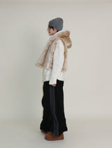 Tier Bambi Fake Fur Hooded Vest (Short Quilted)
