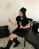 [ORIGINAL] HOLLY TIE SHORT-SLEEVE KNITTED SET