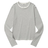 KIRSH プレーンストライプスリムフィット長袖Tシャツ [WHITE]