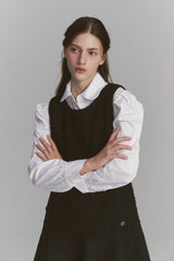 Back Ribbon Tweed Dress Black