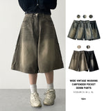 Leo Deep Washing Carfender Pocket Denim Bermuda Shorts