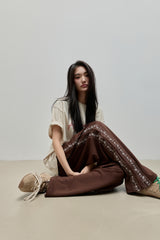 Embroidered Track Pants_Brown