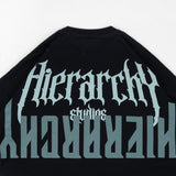 HIERARCHY STUDIOS Unruled - ブラックミラーワイドオーバーサイズTシャツ