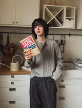 ペールヘンリーネックリブド長袖Tシャツ