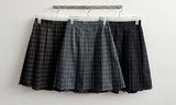 Bomi A-line pleated check midi skirt 