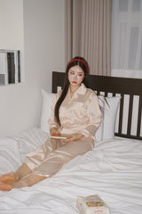Beige kt Silk Pajama Set